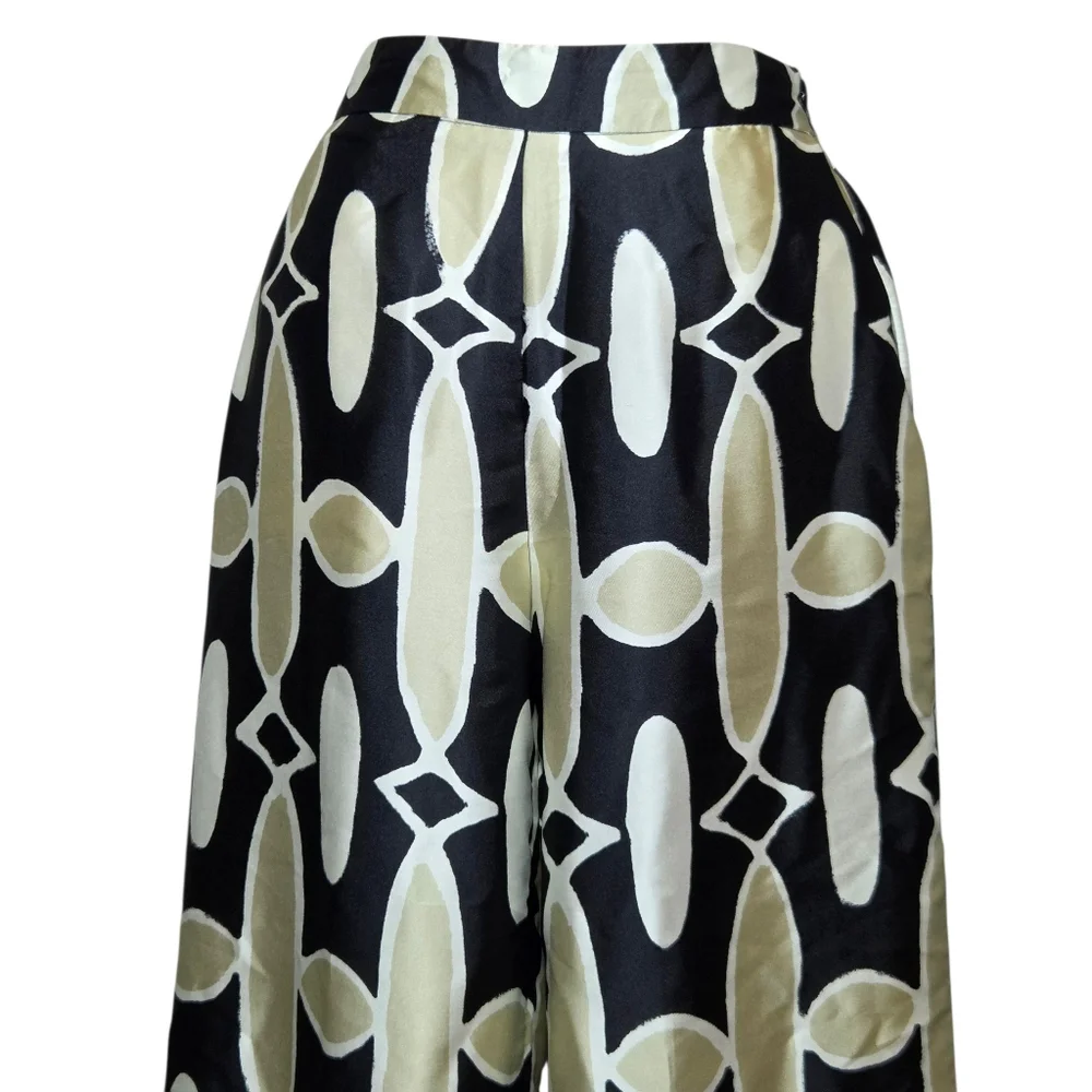 Zara Patterned Wide Leg Pants Size-Small - Picture 2 of 9